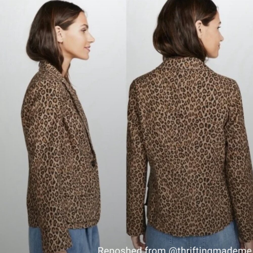 NILI LOTAN Leopard Print Addison Blazer, Size 0 - Picture 2 of 14